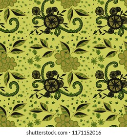 Seamless Pattern with Small Flowers in Liberty Style. Spring Floral Texture with Hand Drawn Doodles. Small Natural Rapport for Fabric, Cloth, Textile. Vector Seamless Background with Wild Flowers.