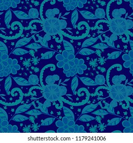 Seamless Pattern with Small Flowers in Liberty Style. Autumn Floral Texture with Hand Drawn Doodles. Small Natural Rapport for Print, Cotton, Calico. Vector Seamless Background with Wild Flowers.