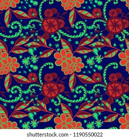 Seamless Pattern with Small Flowers in Liberty Style. Summer Floral Texture with Hand Drawn Doodles. Small Natural Rapport for Dress, Cloth, Paper. Vector Seamless Background with Wild Flowers.