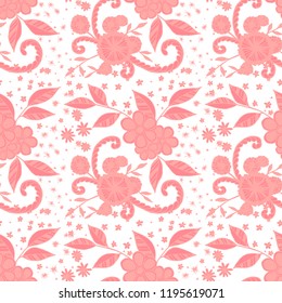 Seamless Pattern with Small Flowers in Liberty Style. Summer Floral Texture with Hand Drawn Doodles. Small Natural Rapport for Print, Cotton, Calico. Vector Seamless Background with Wild Flowers.