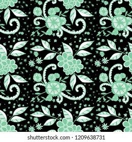 Seamless Pattern with Small Flowers in Liberty Style. Autumn Floral Texture with Hand Drawn Doodles. Small Natural Rapport for Fabric, Cloth, Paper. Vector Seamless Background with Wild Flowers.