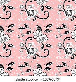 Seamless Pattern with Small Flowers in Liberty Style. Summer Floral Texture with Hand Drawn Doodles. Small Natural Rapport for Chintz, Linen, Calico. Vector Seamless Background with Wild Flowers.