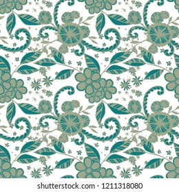 Seamless Pattern with Small Flowers in Liberty Style. Summer Floral Texture with Hand Drawn Doodles. Small Natural Rapport for Print, Cotton, Calico. Vector Seamless Background with Wild Flowers.