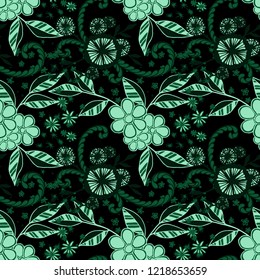 Seamless Pattern with Small Flowers in Liberty Style. Autumn Floral Texture with Hand Drawn Doodles. Small Natural Rapport for Chintz, Linen, Textile. Vector Seamless Background with Wild Flowers.