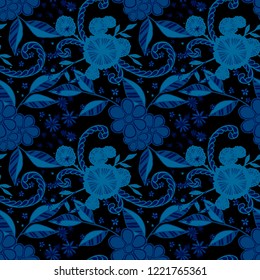 Seamless Pattern with Small Flowers in Liberty Style. Autumn Floral Texture with Hand Drawn Doodles. Small Natural Rapport for Chintz, Linen, Calico. Vector Seamless Background with Wild Flowers.