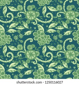 Seamless Pattern with Small Flowers in Liberty Style. Spring Floral Texture with Hand Drawn Doodles. Small Natural Rapport for Chintz, Cotton, Calico. Vector Seamless Background with Wild Flowers.