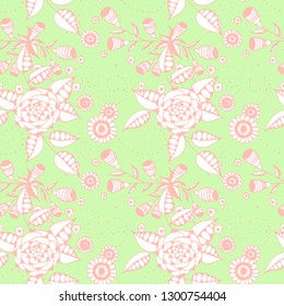 Seamless Pattern with Small Flowers in Liberty Style. Autumn Floral Texture with Hand Drawn Doodle Blossoms, Leaves and Buds. Small Natural Rapport for Chintz, Linen, Calico. Vector.