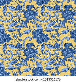 Seamless Pattern with Small Flowers in Liberty Style. Summer Floral Texture with Hand Drawn Doodles. Small Natural Rapport for Fabric, Cloth, Textile. Vector Seamless Background with Wild Flowers.