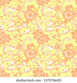 Seamless Pattern with Small Flowers in Liberty Style. Spring Floral Texture with Hand Drawn Doodles. Small Natural Rapport for Chintz, Cotton, Calico. Vector Seamless Background with Wild Flowers.