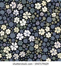 Seamless pattern in small flowers. Liberty style. Drawn meadow floral seamless background. For textile, wallpapers, print. Vector illustration