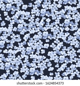 Seamless pattern with  small flowers on blue background. Floral retro print. Vector illustration