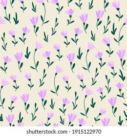 Seamless pattern of small flowers on light background. Floral background