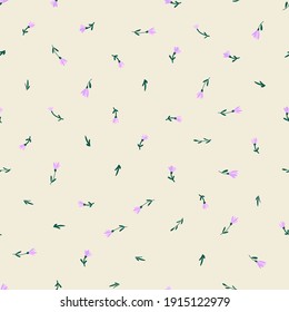 Seamless pattern of small flowers on light background. Floral background