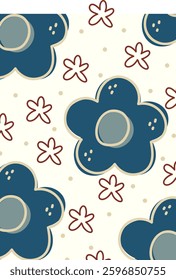 Seamless pattern with small flowers on cream color background. Hand drawn floral pattern for your fabric, summer background, wallpaper, backdrop, textile. Vector illustration