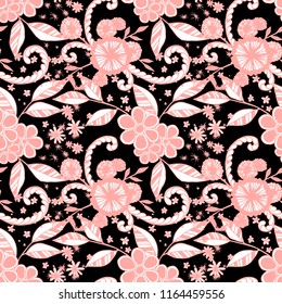 Seamless Pattern with Small Flowers in Rustic Style. Autumn Floral Texture with Hand Drawn Doodles. Small Natural Rapport for Fabric, Linen, Textile. Vector Seamless Background with Wild Flowers.