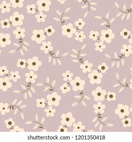 Seamless pattern with small flowers. Tender and simple ditsy texture . Vector illustration.