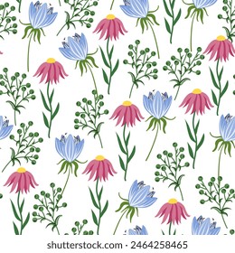 Seamless pattern of small flowers. Vector illustration.