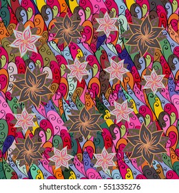 Seamless pattern with small flowers. Vector illustration texture. Colorful.