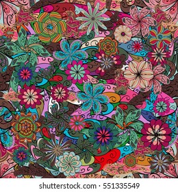 Seamless pattern with small flowers. Vector illustration texture. Colorful.