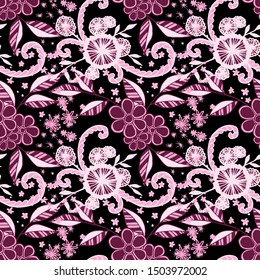 Seamless Pattern with Small Flowers. Zentangle Seamless Texture.