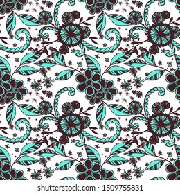 Seamless Pattern with Small Flowers. Zentangle Seamless Texture.