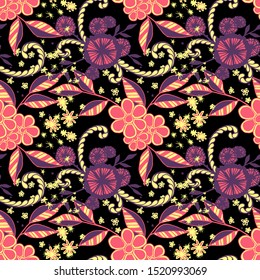 Seamless Pattern with Small Flowers. Zentangle Seamless Texture.