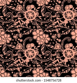 Seamless Pattern with Small Flowers. Zentangle Seamless Texture.