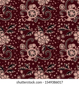 Seamless Pattern with Small Flowers. Zentangle Seamless Texture.