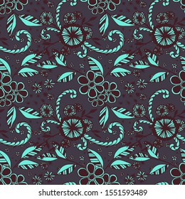 Seamless Pattern with Small Flowers. Zentangle Seamless Texture.