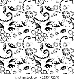 Seamless Pattern with Small Flowers. Zentangle Seamless Texture.