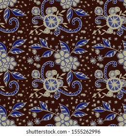 Seamless Pattern with Small Flowers. Zentangle Seamless Texture.