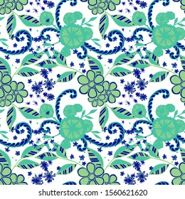 Seamless Pattern with Small Flowers. Zentangle Seamless Texture.