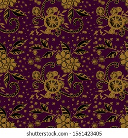 Seamless Pattern with Small Flowers. Zentangle Seamless Texture.