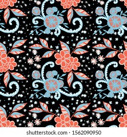 Seamless Pattern with Small Flowers. Zentangle Seamless Texture.