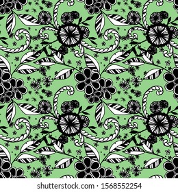 Seamless Pattern with Small Flowers. Zentangle Seamless Texture.