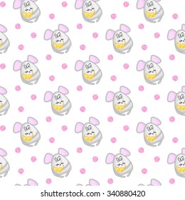 Seamless pattern with small gray mice