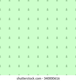 Seamless pattern with small green Christmas tree on a light green background.