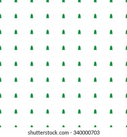 Seamless pattern with small green Christmas tree on a white background.
