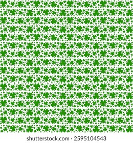 Seamless pattern with small green clover leaves on a transparent background. Perfect for St. Patrick's Day designs and decorations. High resolution vector for wrapping paper, fabric, textiles, and etc