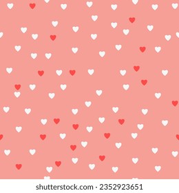 Seamless pattern of small hearts white and red