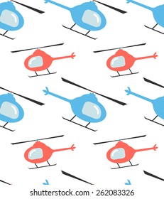 Seamless pattern with small helicopters