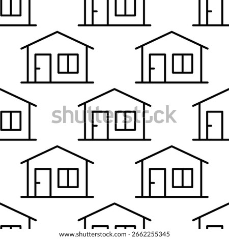 Seamless pattern with small house line icons. Real estate and property wallpaper concept.