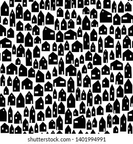 Seamless pattern with small houses