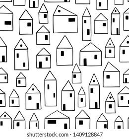 Seamless pattern with small houses