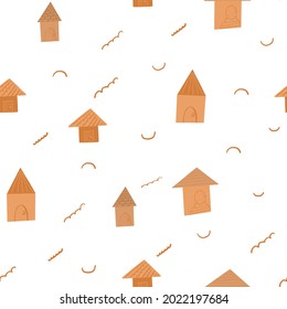 seamless pattern with small houses. Cartoon. Vector illustration. print for fabric, wrapping paper. children's style. vector eps 10