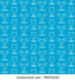Seamless pattern with a small kitten and puppy. Vector illustration