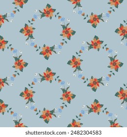 Seamless pattern with small and large flowers. Endless print with flowers for fabric. Scrapbook print wallpaper.