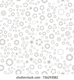 Seamless pattern with small mandalas, with round lace flowers isolated on white