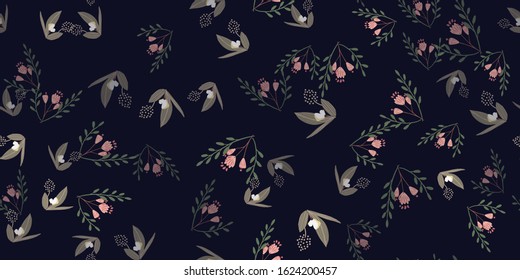 Seamless pattern in small and medium flowers. Small colorful flowers. Ditsy elegant floral background. Template for fashion prints.