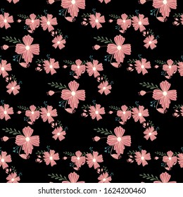 Seamless pattern in small and medium flowers. Small colorful flowers. Ditsy elegant floral background. Template for fashion prints.